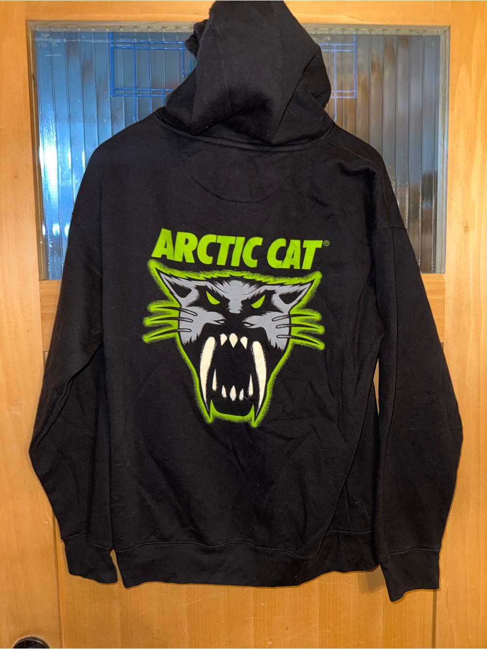 Mens Arctic Cat Giant Logo Hoodie Snowmobile Racing Sweatshirt Triple Black L